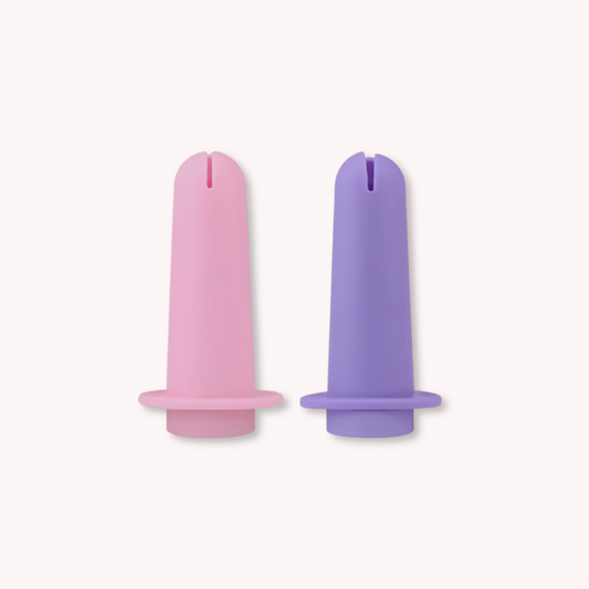 helper for inserting the menstrual cup with ease pink and purple